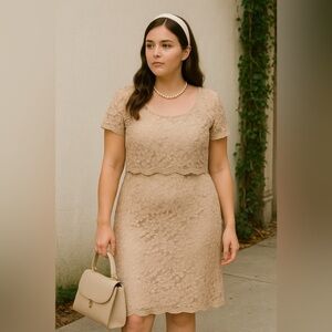 Vintage London Times Blush Lace Midi Dress | Old Money Chic | Size 10